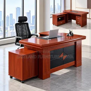 Premium Executive Wooden Office Desk With Mobile Side Cabinet