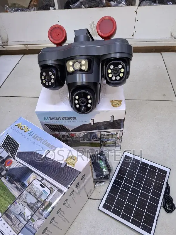 V380 3-Lens 4G SIM Solar PTZ Camera With Night Vision,and Two-Way Talk