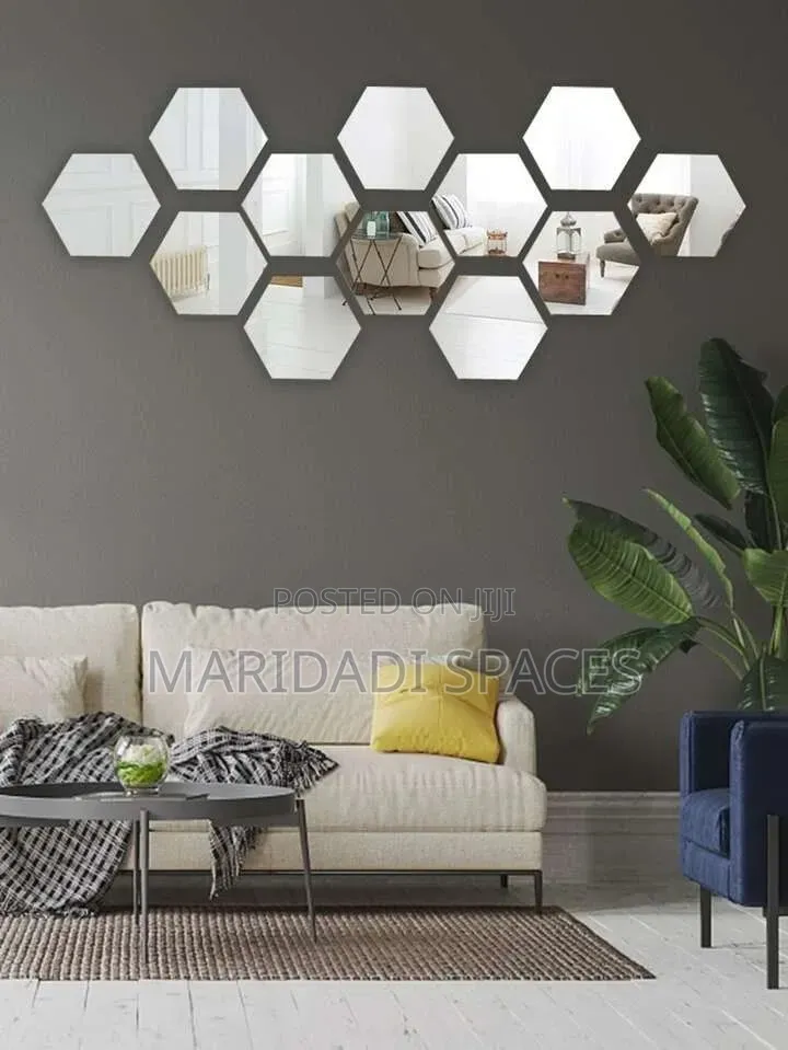 DIY Hexagonal Acrylic Mirror Wall Decor - 12pcs in a Packet