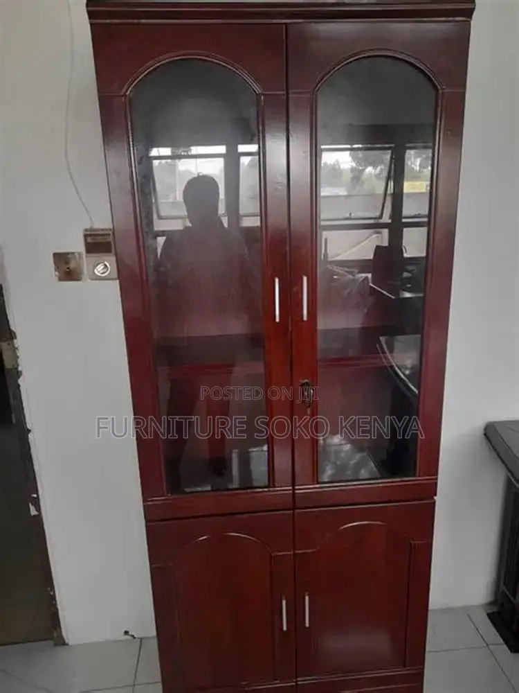 Office Cabinet : Dual Glass-Paneled Door Storage Cabinet
