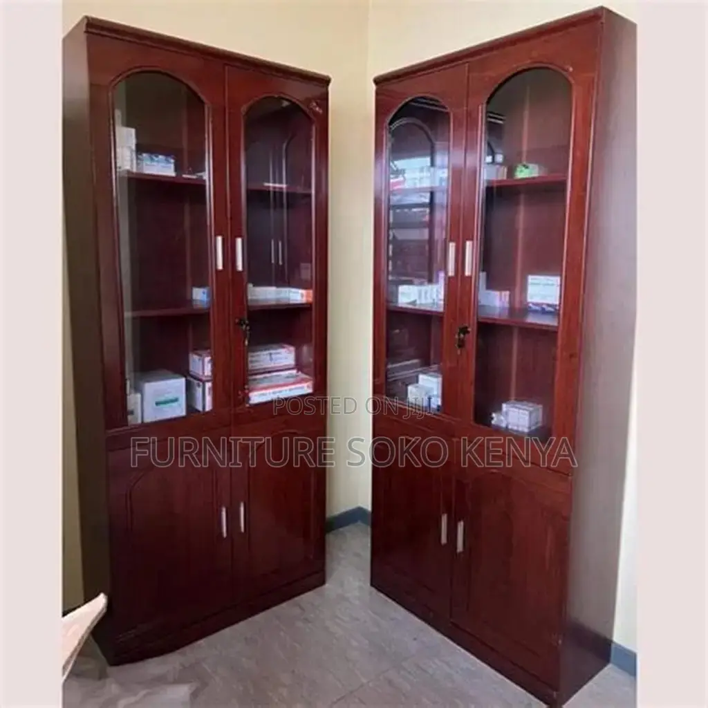 Office Cabinet : Dual Glass-Paneled Door Storage Cabinet