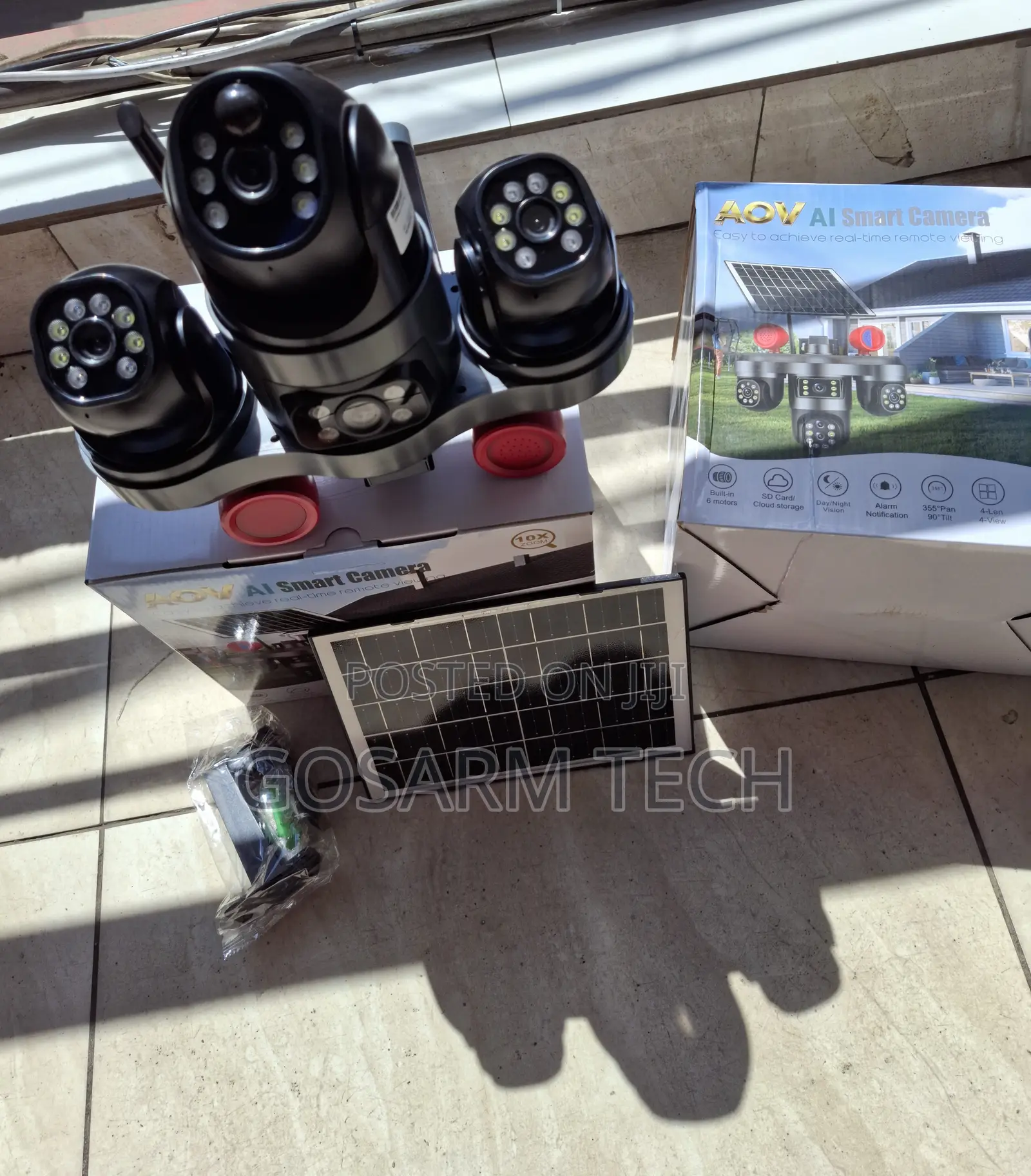 V380 Solar Quad-Lens CCTV Security Camera With Remote Mobile Monitorin