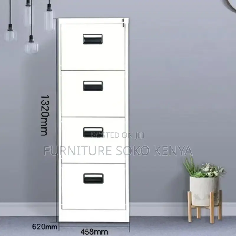 Office Cabinet : 4-Drawer Metallic Office Document Cabinet