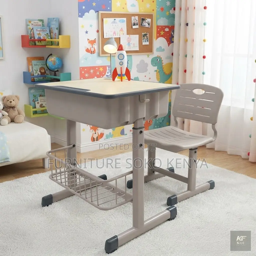 Kids Combo : Height-Adjustable Kids' Study Desk and Chair Set