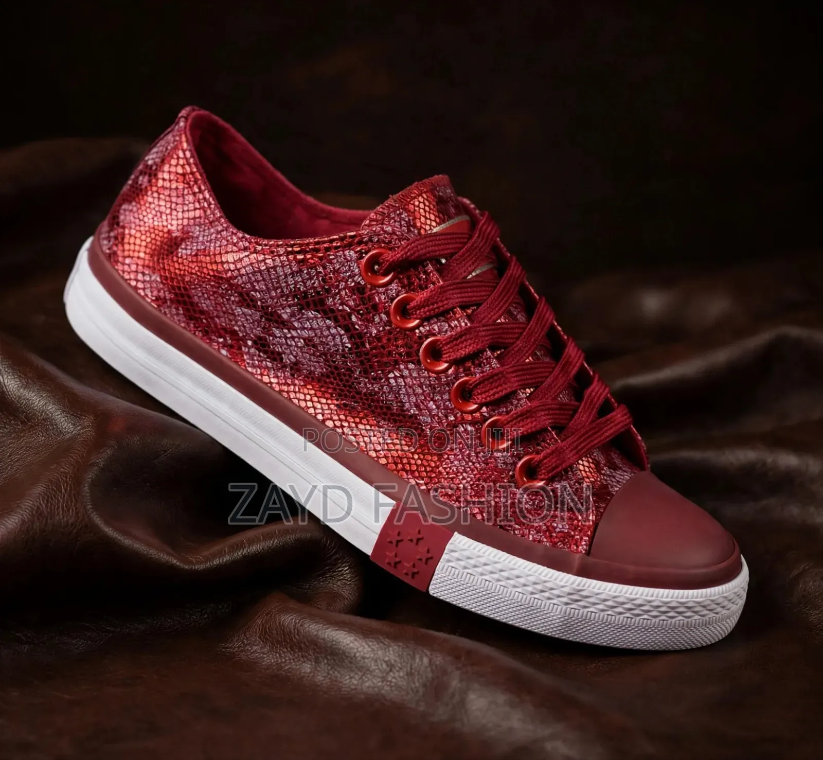 Maroon Scale Converse Leather
