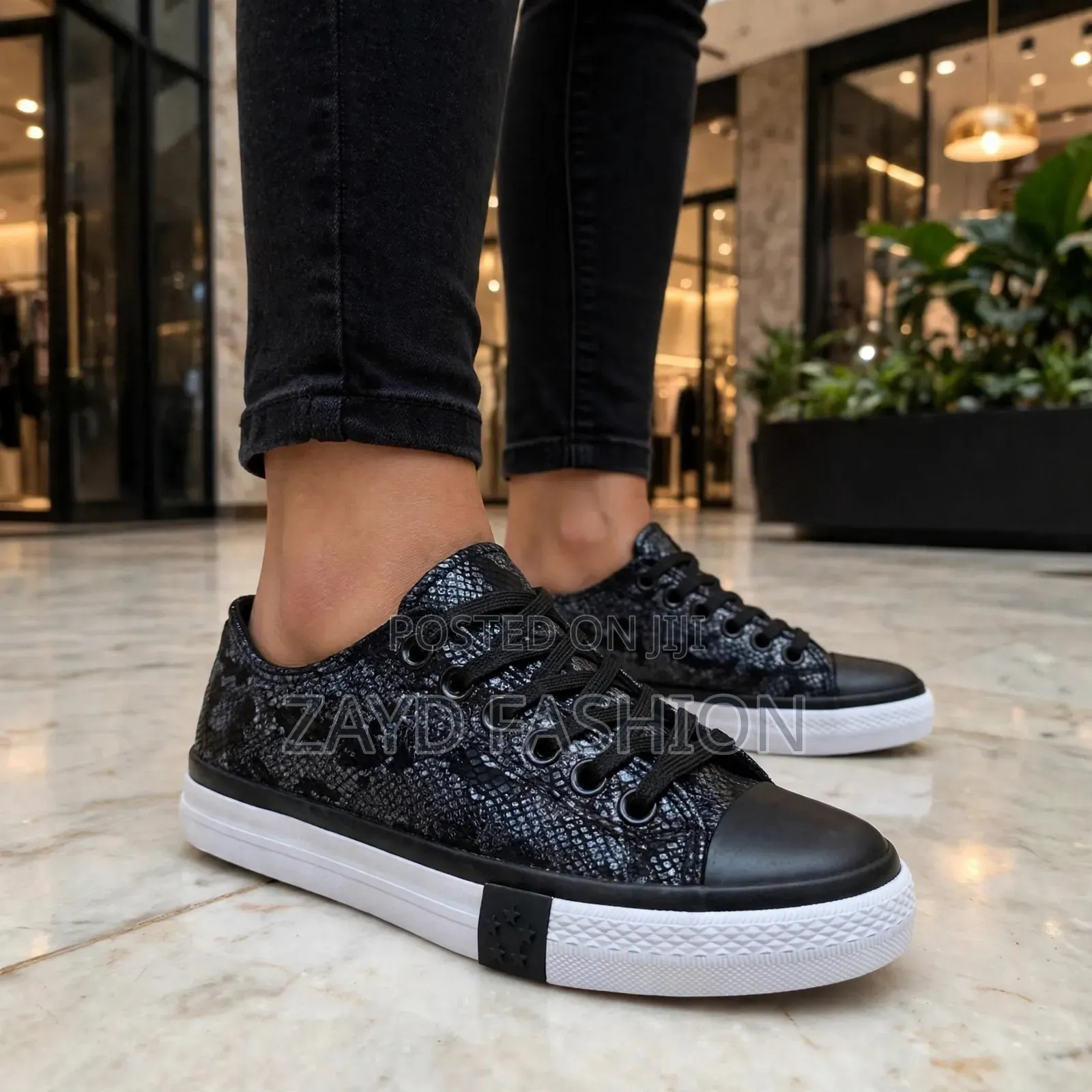 Black Scale Leather Converse