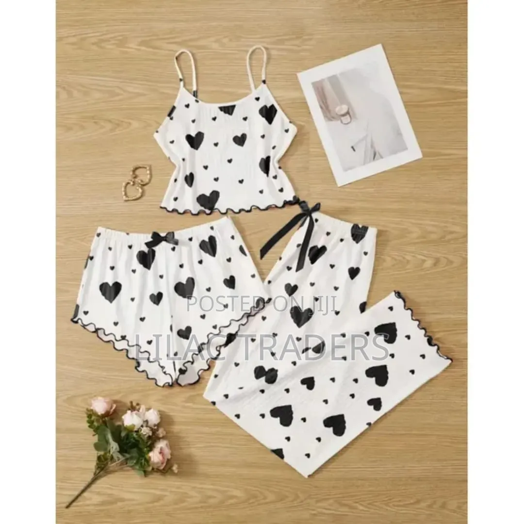 3-Piece Love Pajama Set for Women – M to 2XL Bre