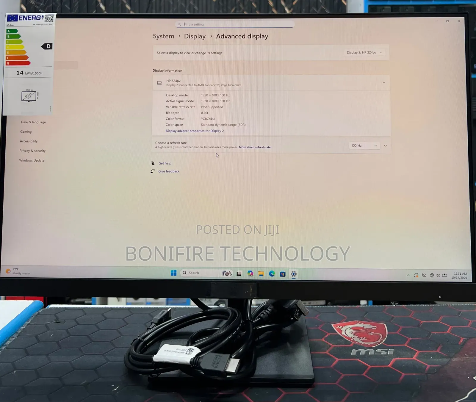 HP Series 3 Pro 324pv Monitor 23.8 Inch Display 1920 × 1080 Full HD