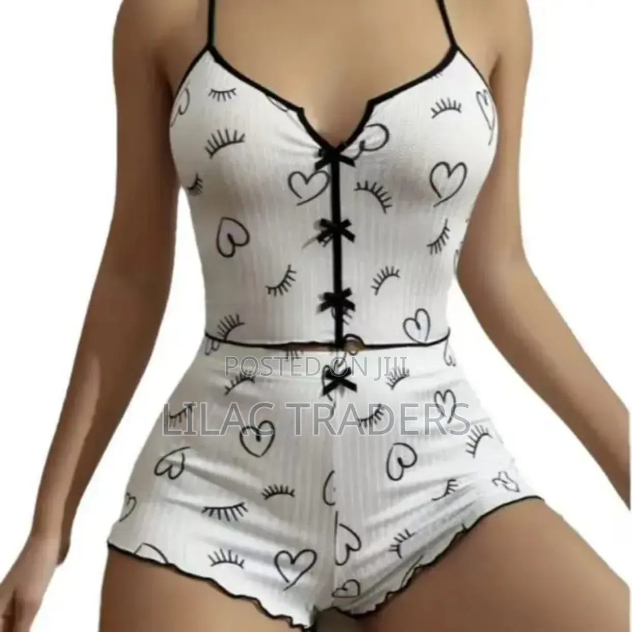 New Arrival! Ladies 2-Piece Bowtie Pajama Set Bre