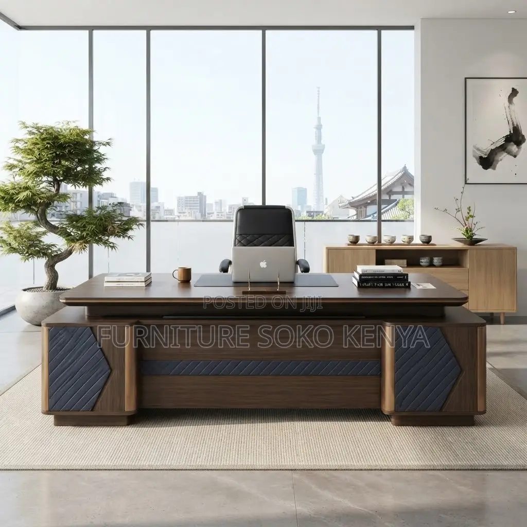 Office Desk; Modern L-Shaped Executive Office Desk - 2400mm