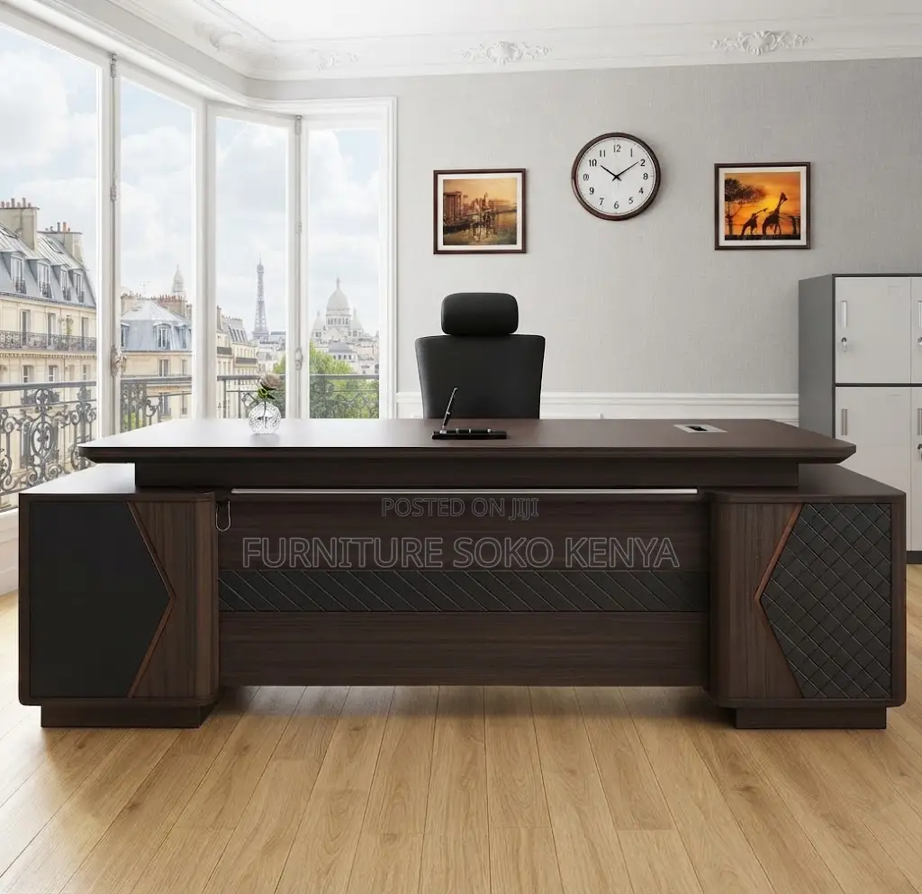 Office Desk; Modern L-Shaped Executive Office Desk - 2400mm