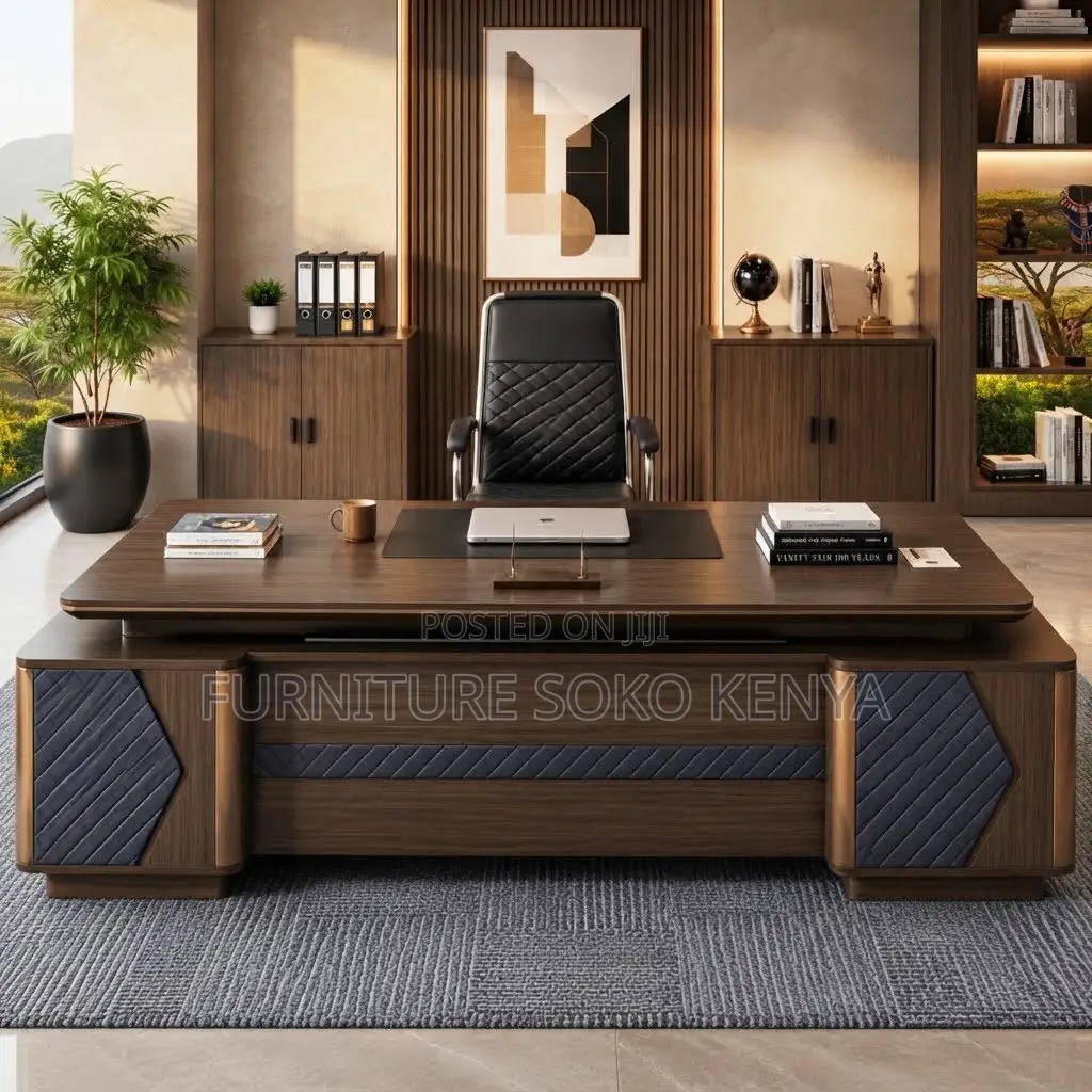 Office Desk; Modern L-Shaped Executive Office Desk - 2400mm