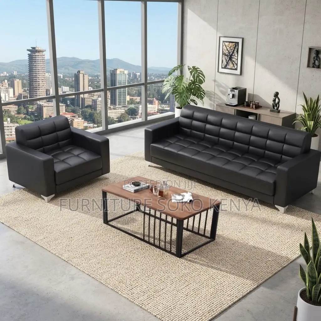 Office Sofa; Executive Black Leather Sofa | Single Seater |