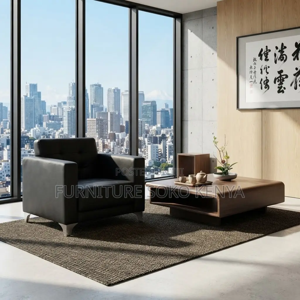 Office Sofa; Executive Black Leather Sofa | Single Seater |