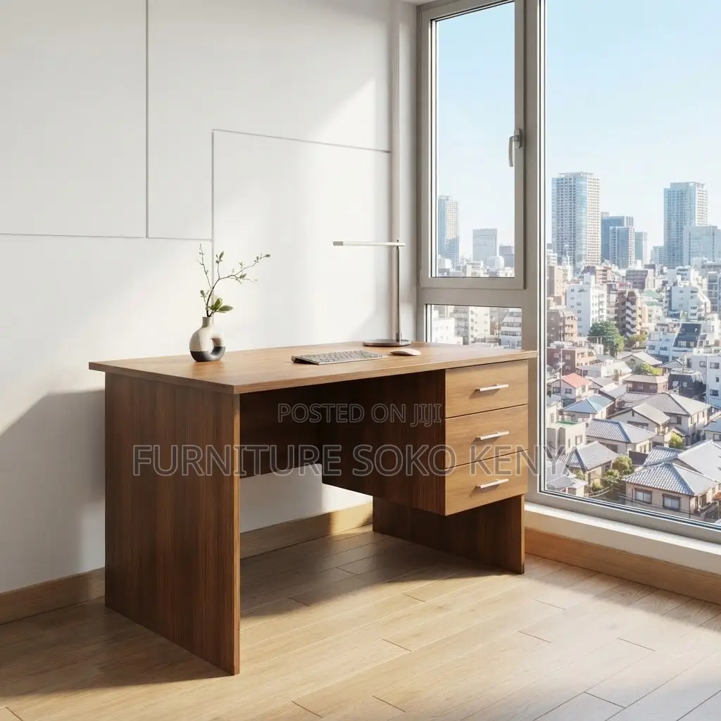 Office Desk; 120cm Brown Home Office Desk | Clerical Style |