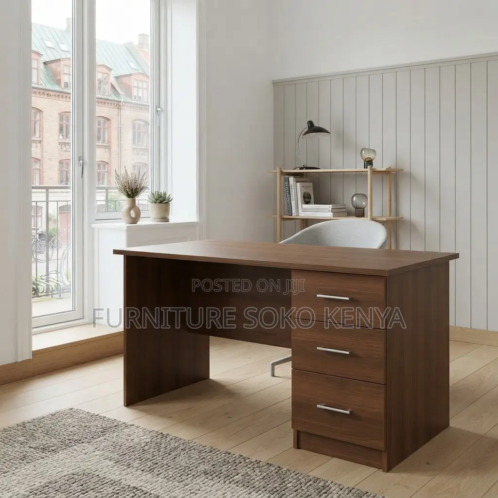 Office Desk; 120cm Brown Home Office Desk | Clerical Style |