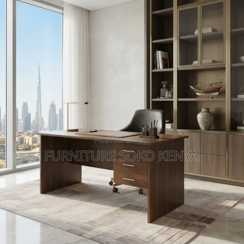 Office Desk; 120cm Brown Home Office Desk | Clerical Style |