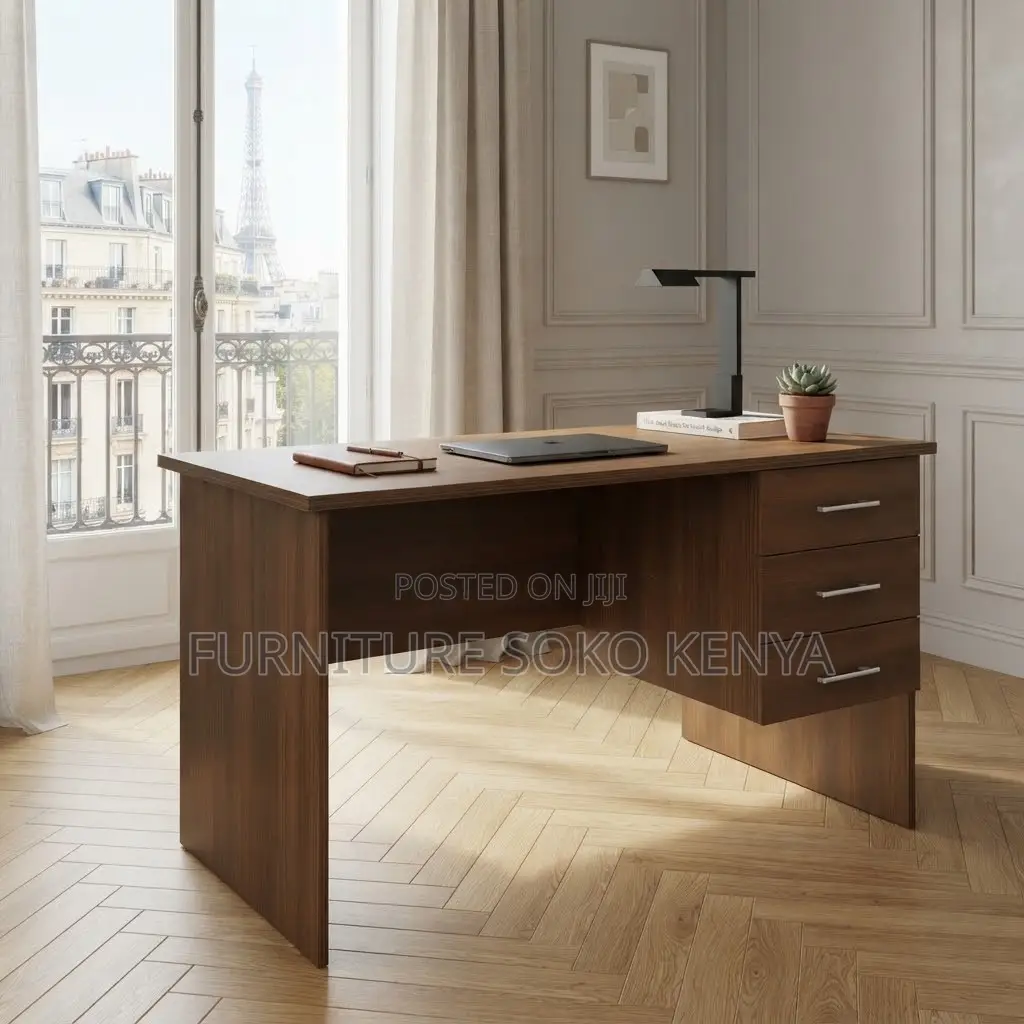 Office Desk; 120cm Brown Home Office Desk | Clerical Style |