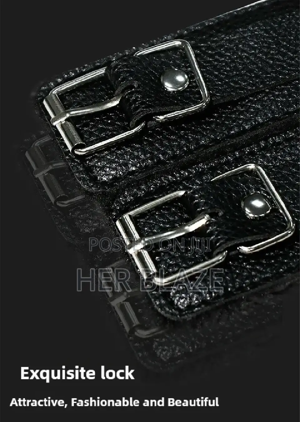 BDSM Kit Faux Fur Smooth Leather Black 10pcs for Women and Couples