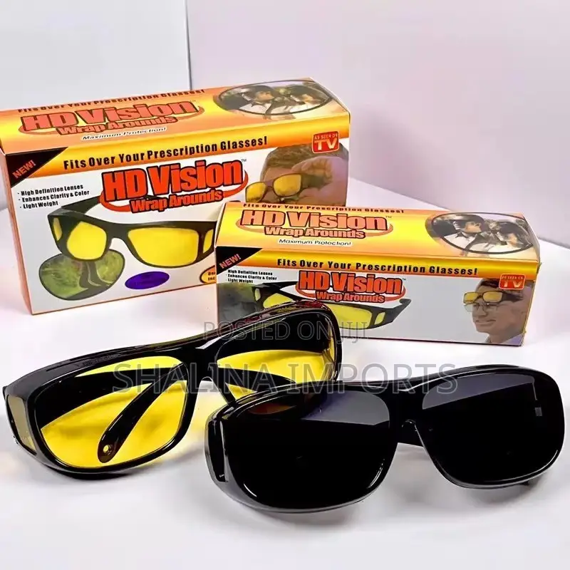 2 Pieces(day and Night) HD Vision Wrap Around Sunglasses