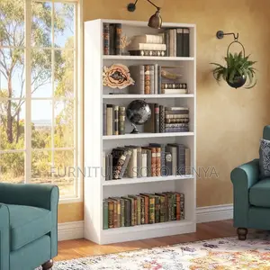 Books Storage Unit | White Open Cabinet With Shelves