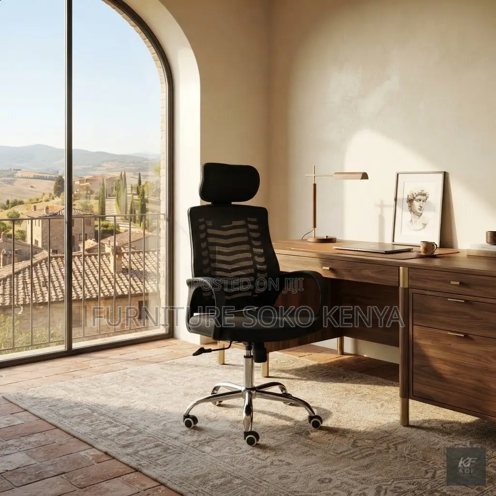 Ergonomic High Back Chair | Reclining Fabric Home Office Desk Seat
