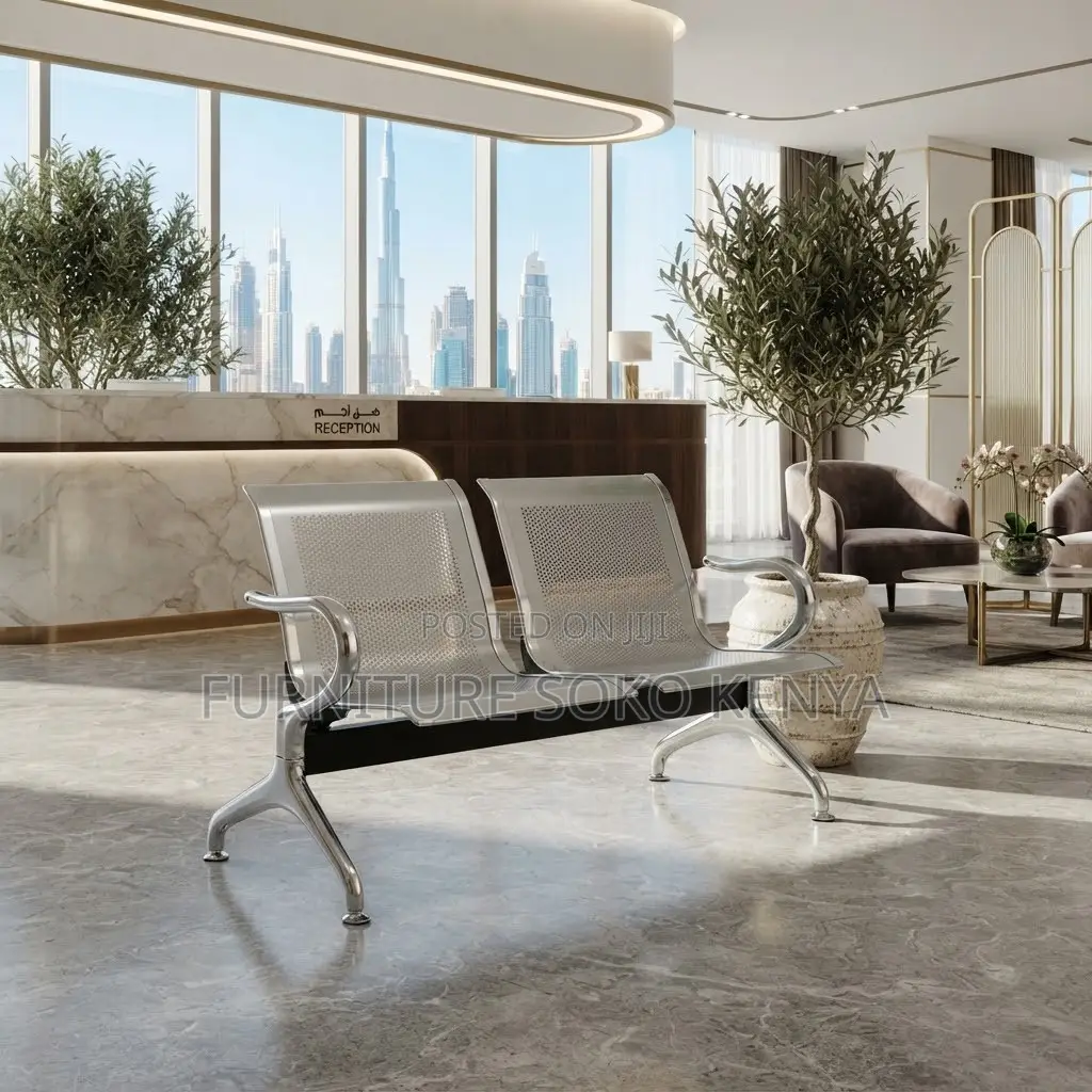 Office Reception Bench | Two Seater Metallic Seat