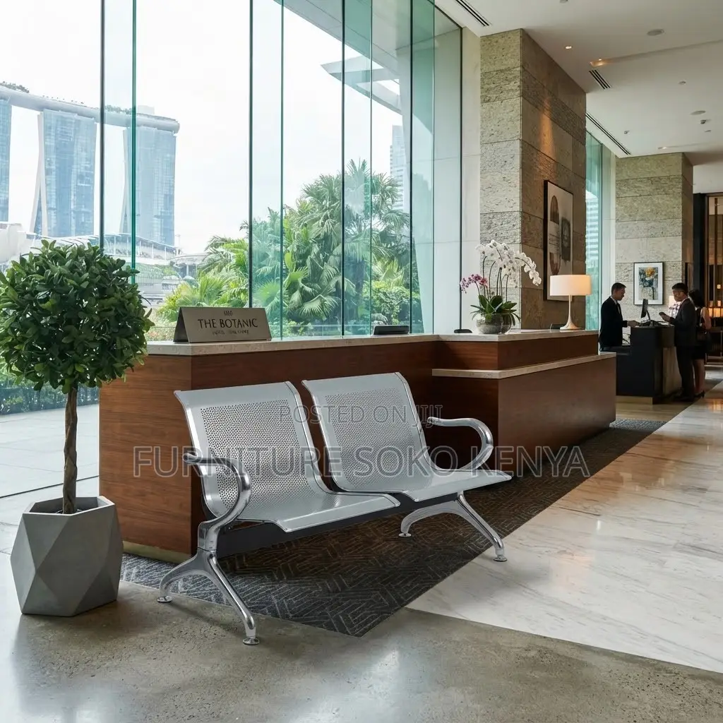 Office Reception Bench | Two Seater Metallic Seat