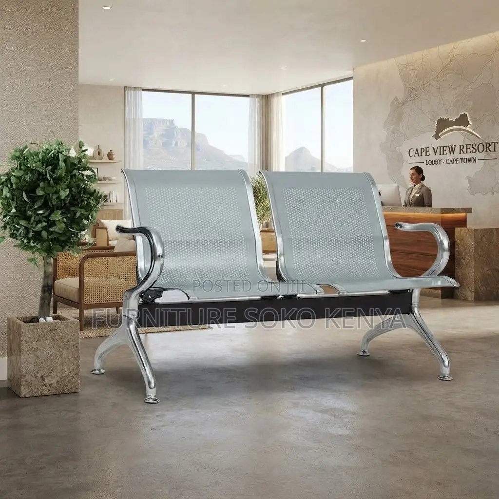 Office Reception Bench | Two Seater Metallic Seat