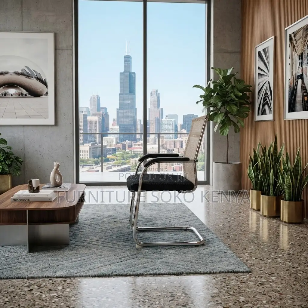 Office Front Reception Chairs | Mesh Sled Base Visitors Chair