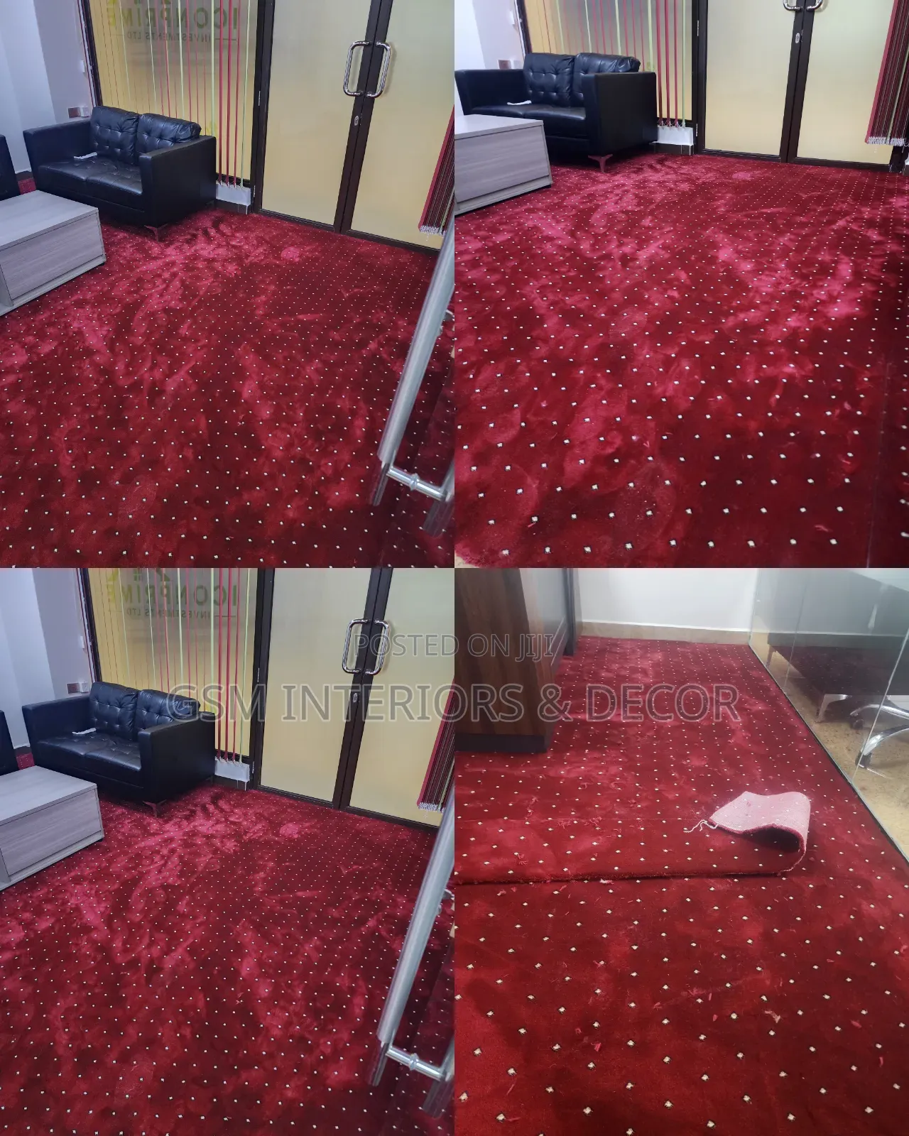 Executive Wall to Wall Office Carpets in Burgundy-Maroon Patterned