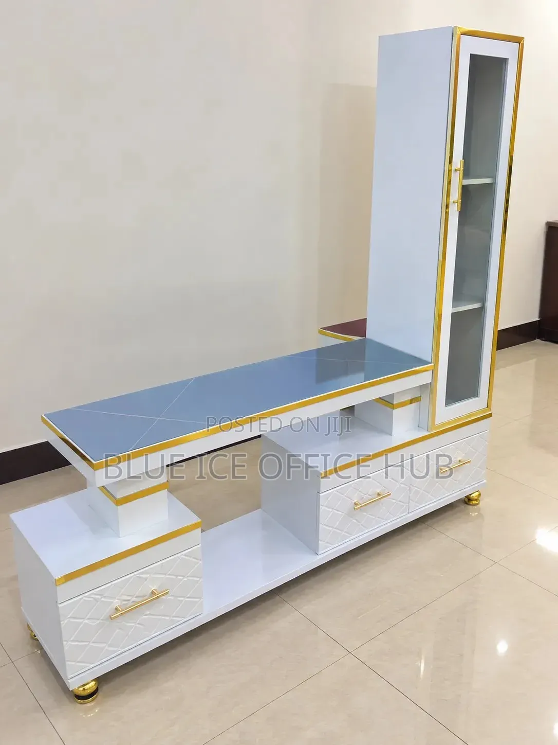 White and Gold TV Stand