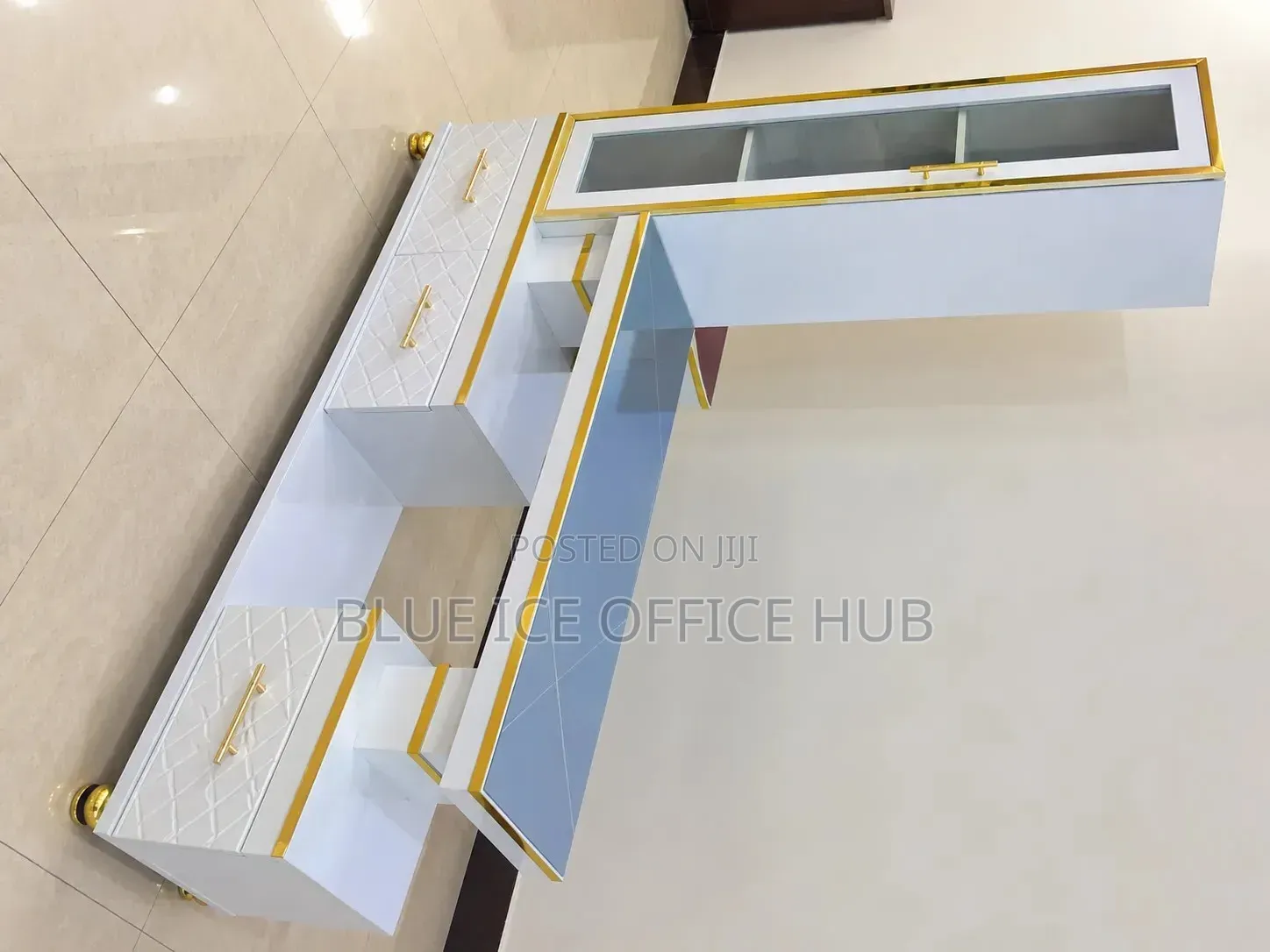 White and Gold TV Stand