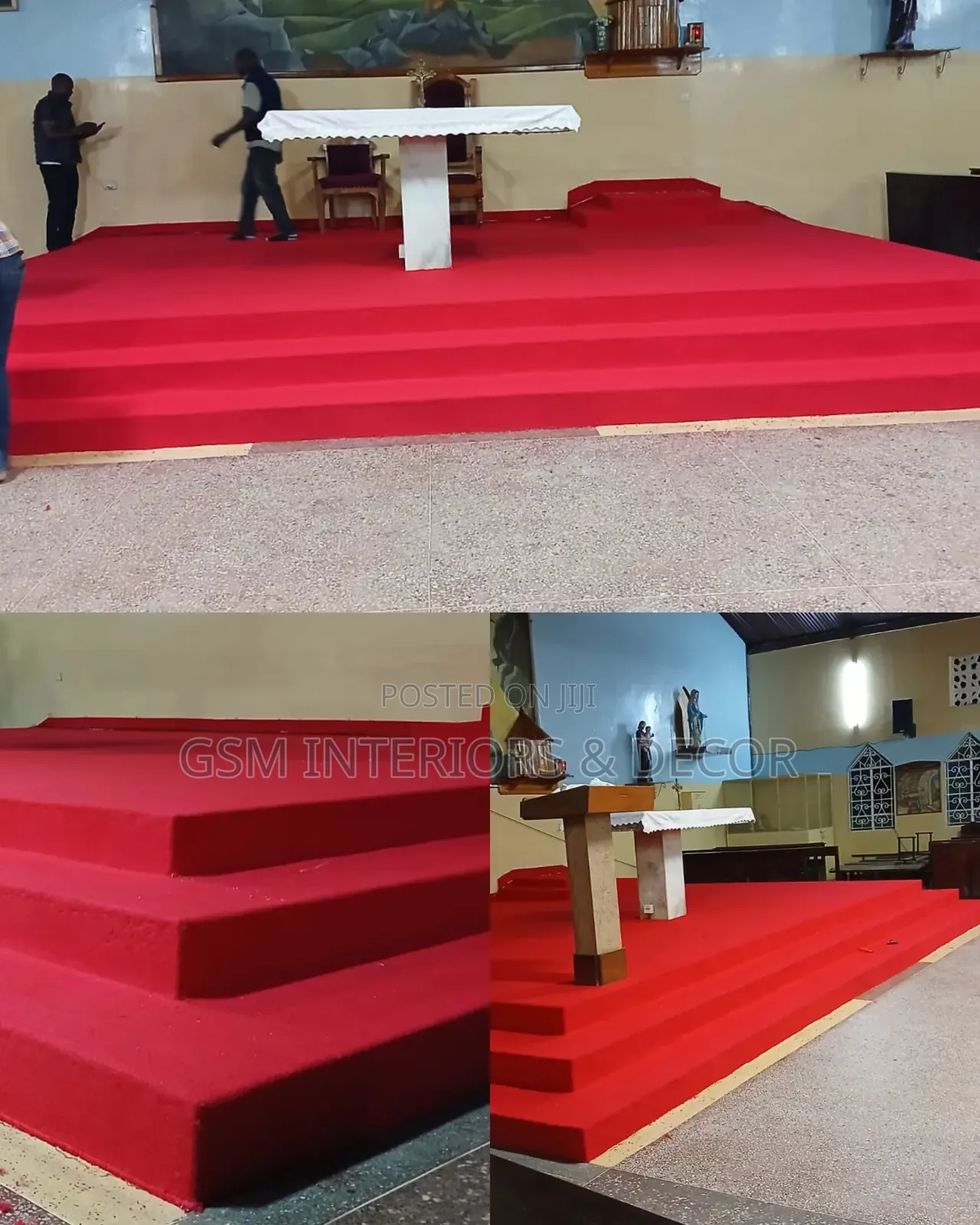 Wall to Wall Office Carpets in Bright Red and Dark Grey Wall to Wall
