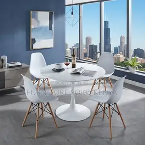White Dining Set | Four Seaters Classical Round Eames Dining Set