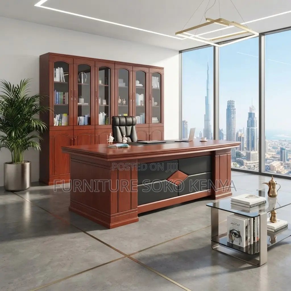Executive Modern Desks | 160CM Red Polished Mahogany High Desk
