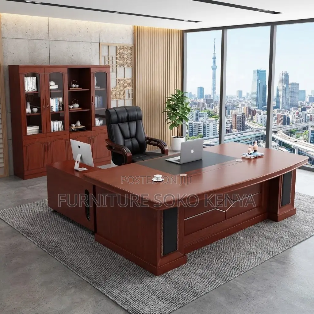 Executive Modern Desks | 160CM Red Polished Mahogany High Desk