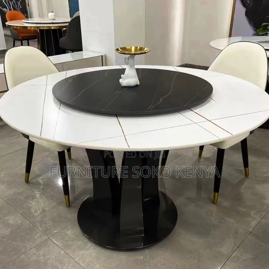 Home Hotel Dining Set | Six Seaters Round Marble Elegant Dining Set