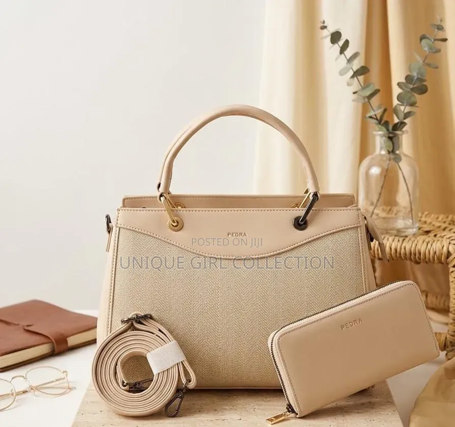 Luxury PEDRA 2-Piece Chevron Handbag & Zip Wallet Set