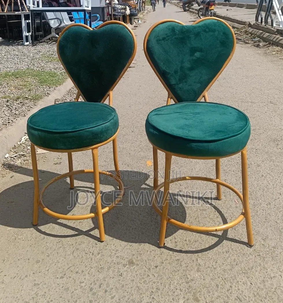 2 Forest Green Manicure Seats, With Gold Frame 