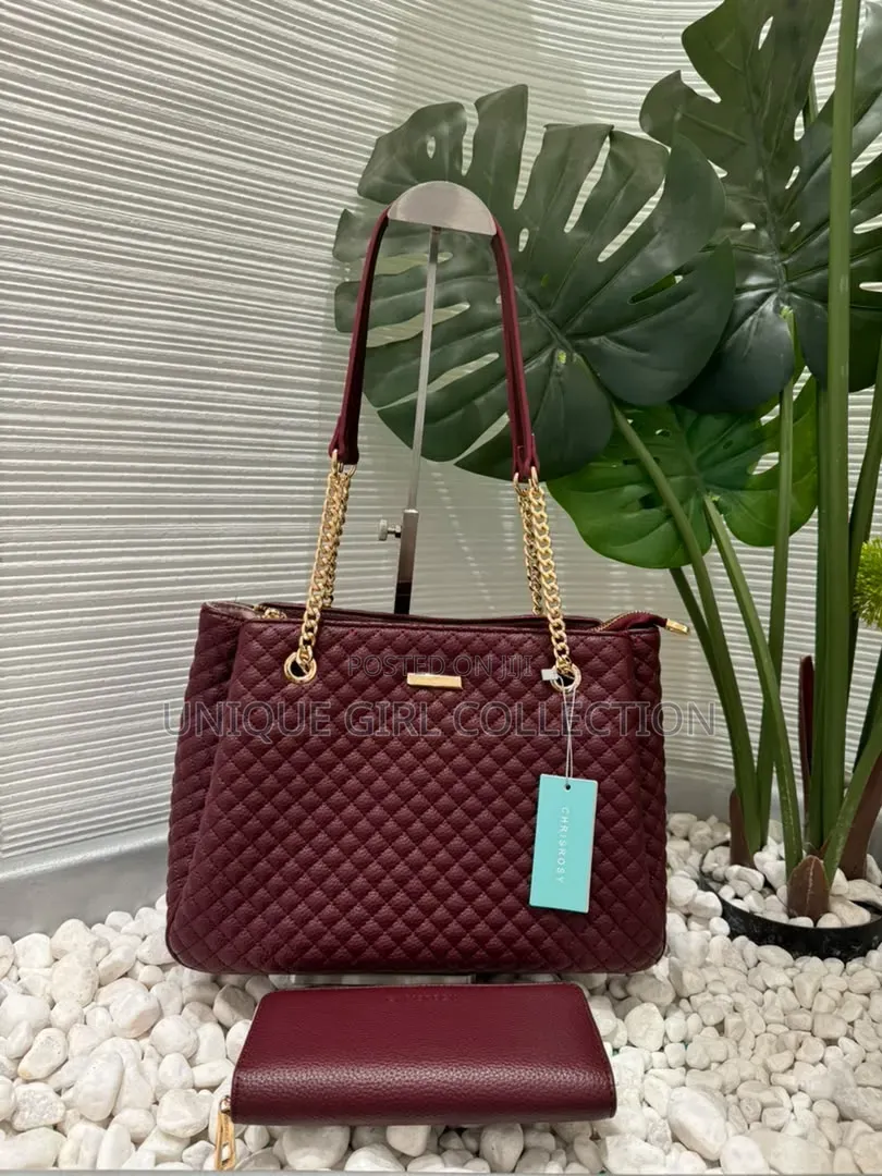 CHRISROSY Luxury Quilted 2-in-1 Shoulder Bag & Matching Wallet Set
