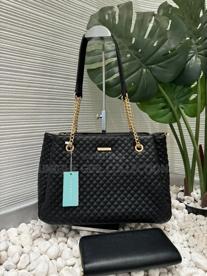 CHRISROSY Luxury Quilted 2-in-1 Shoulder Bag & Matching Wallet Set