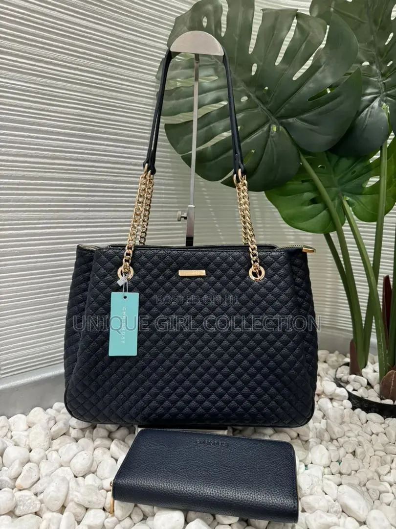 CHRISROSY Luxury Quilted 2-in-1 Shoulder Bag & Matching Wallet Set
