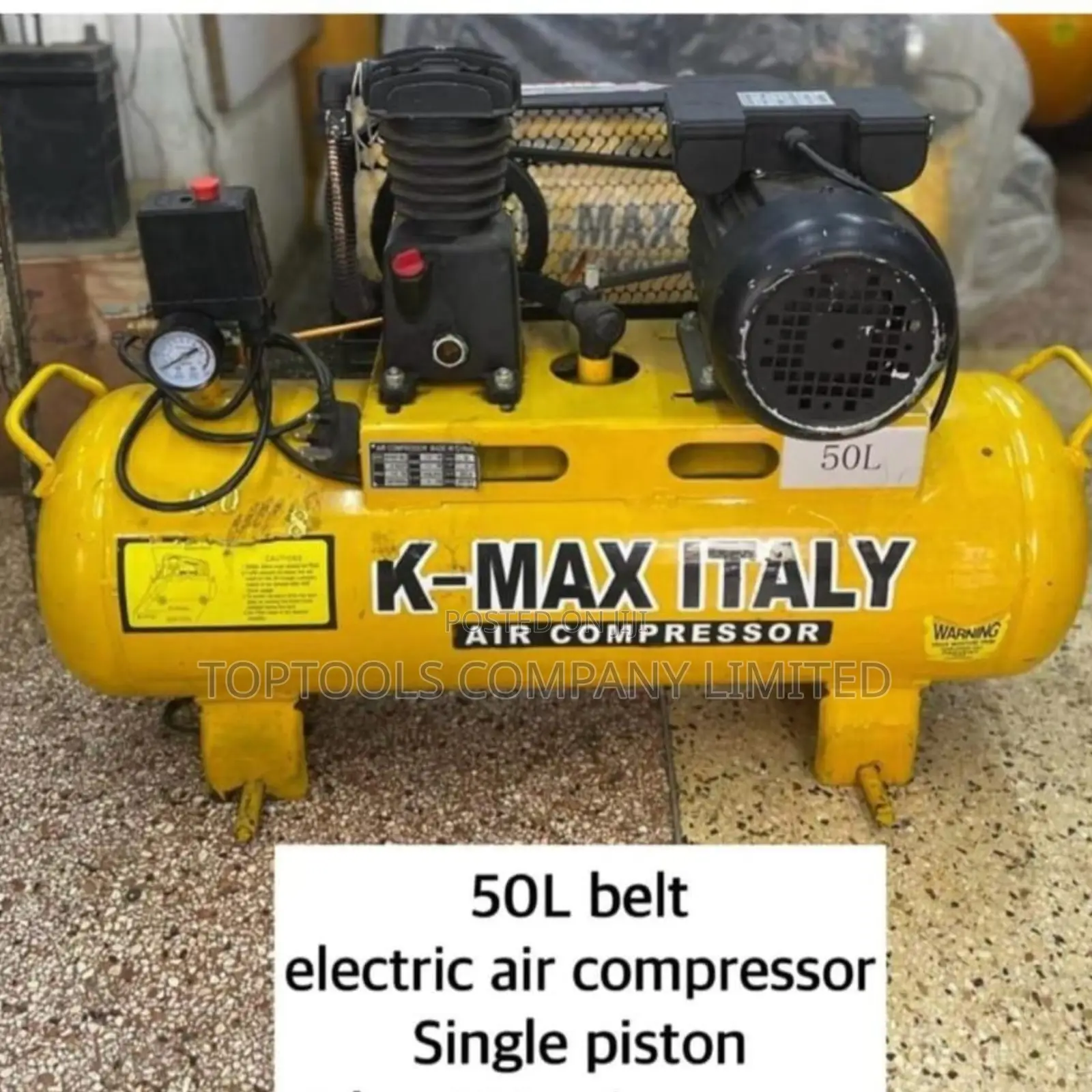 50ltrs Kmax Belt Type Electric Air Compressor Single Piston 8bar
