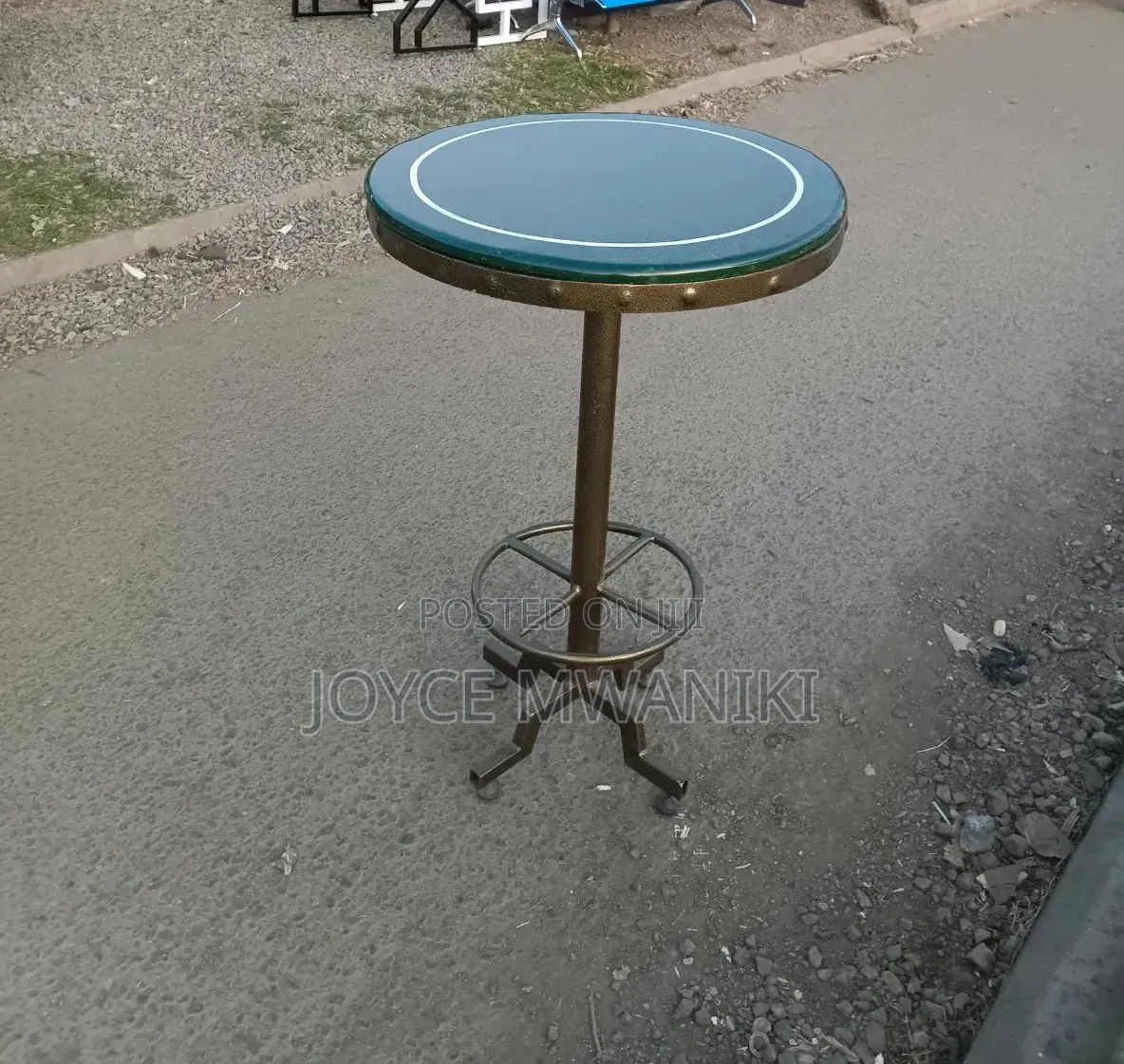 High Bar Round Marble Table With Coated Frame 