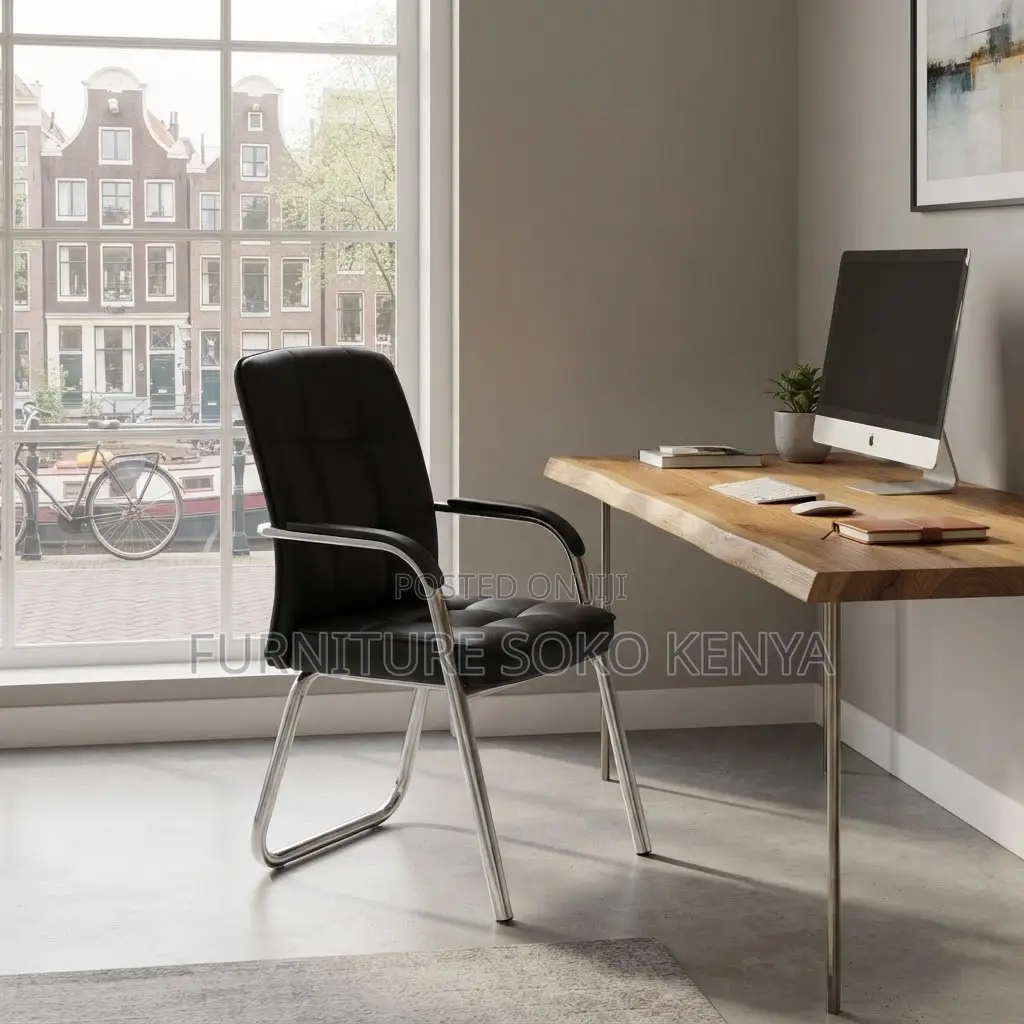 Visitors Modern Chairs | Sled Based Reception Leather Seat