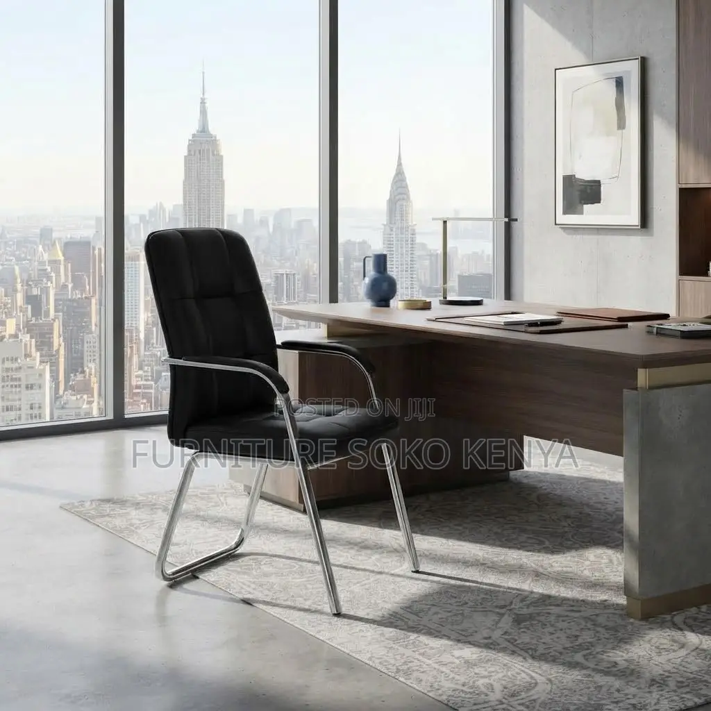 Visitors Modern Chairs | Sled Based Reception Leather Seat