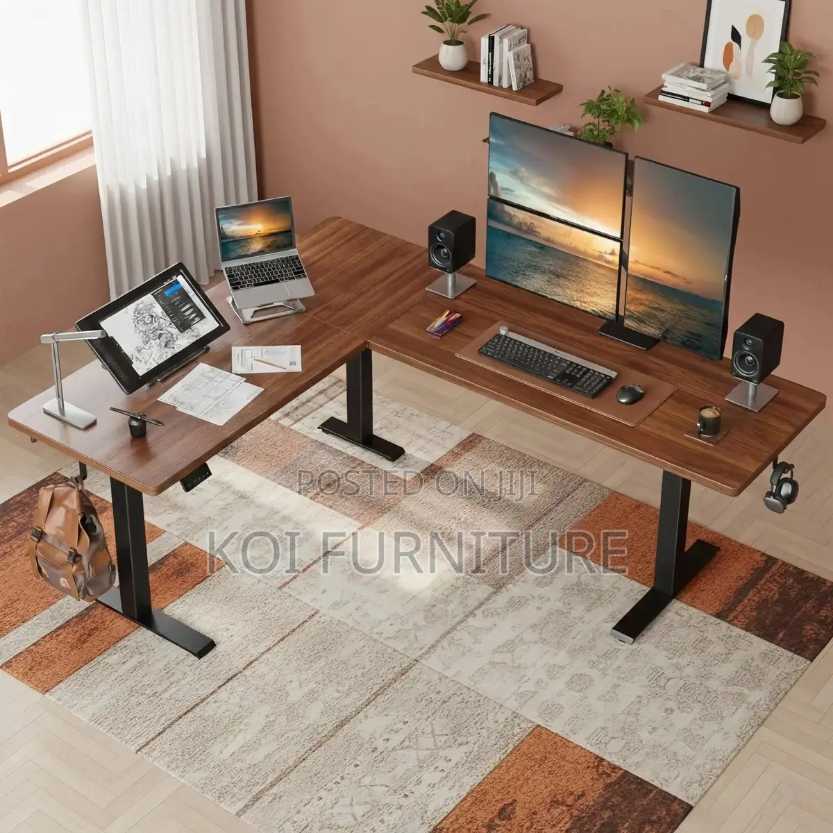 Adjustable Computer Desk | L Shaped 1400MM Modern Adjustable Table