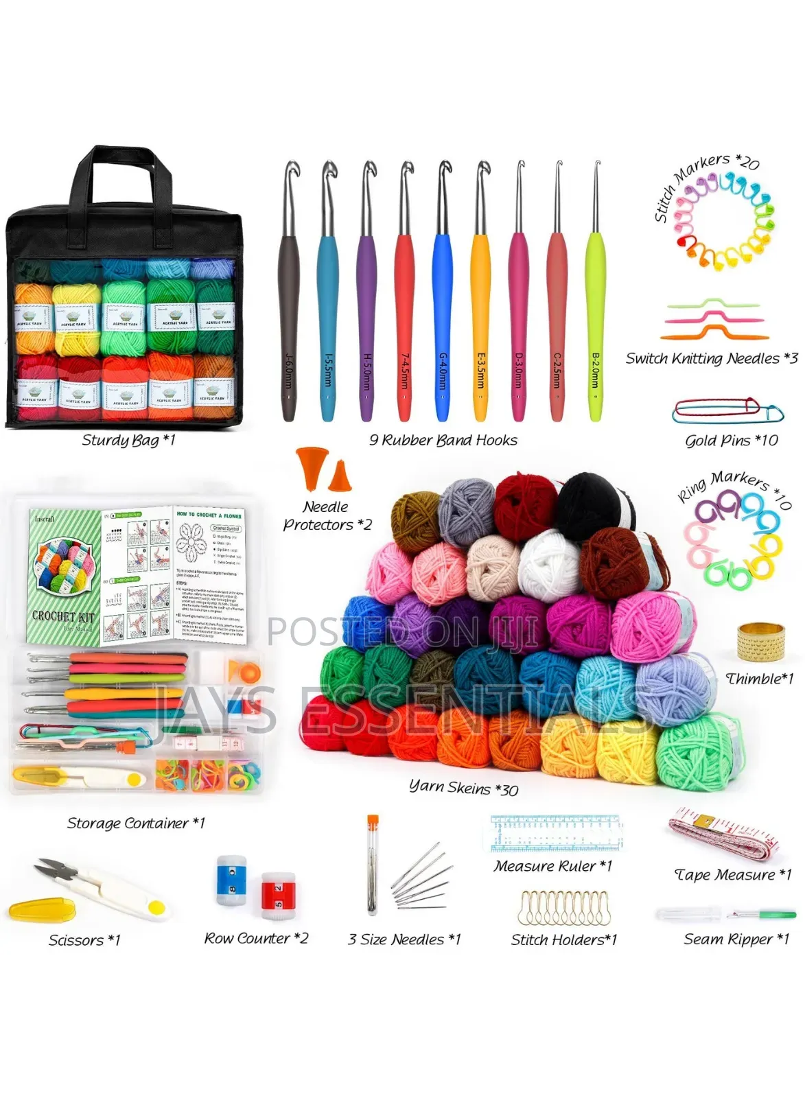 113pc Crotchet Kit With Yarn Gift Set