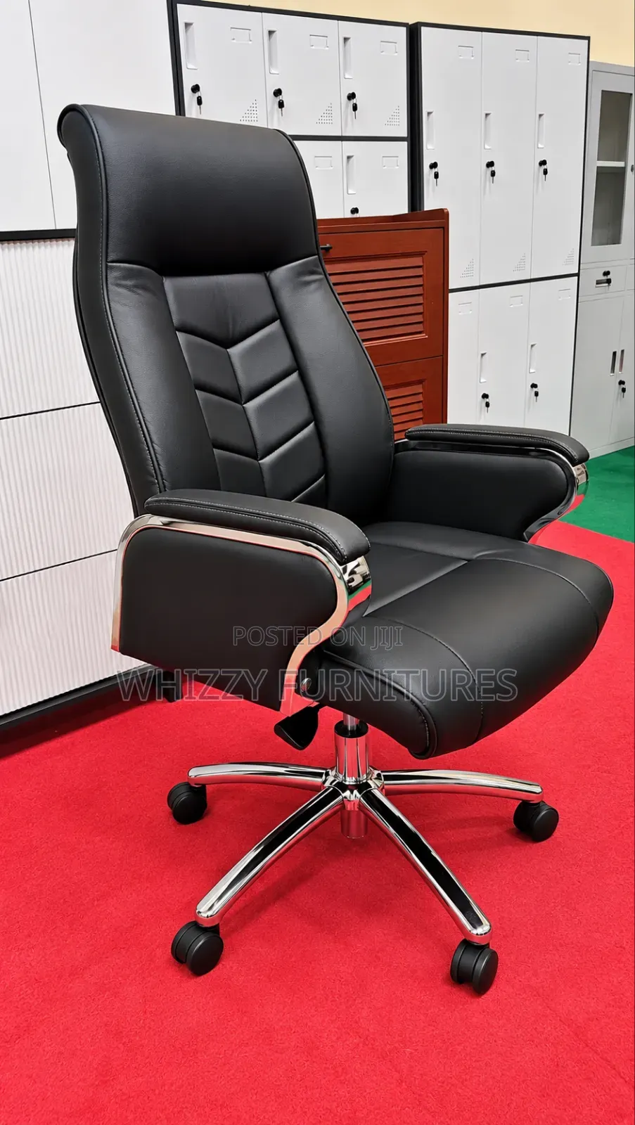 Luxury Black Executive Office Chair With Chrome Base